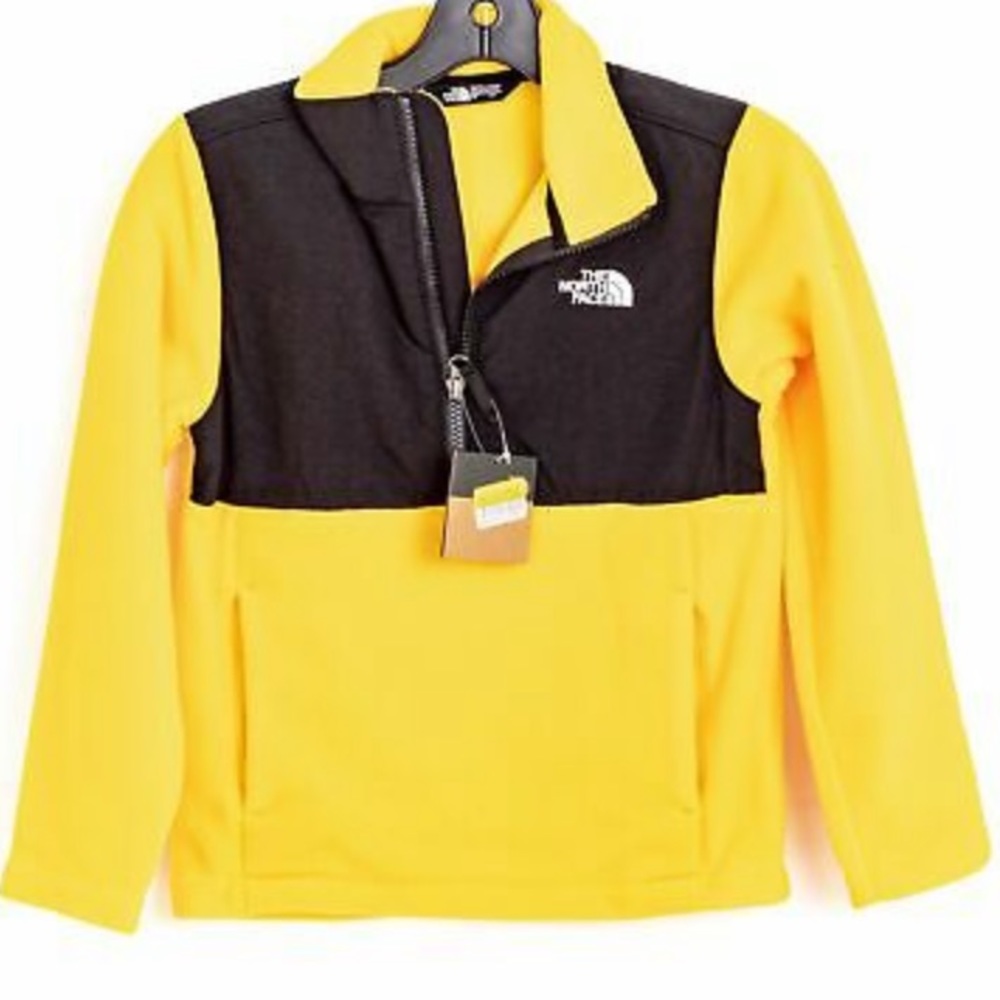 North Face Yellow Fleece 3/4 zip 200w Tundra 10-12 Boys